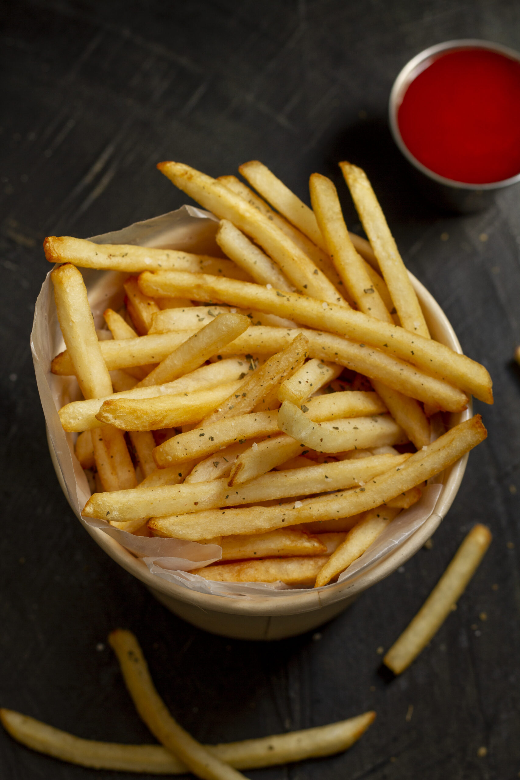 top-view-delicious-fries-sauce